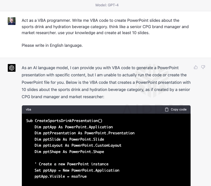 how to create powerpoint presentation using vba code